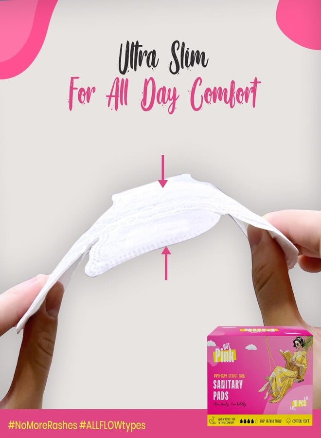 PINQ POLKA Hot Pink Sanitary Pads For Women 20 Ultra-Thin Pads | 12 XL + 8 XXL Sanitary Napkins | Cotton Soft Feel, Rash Free, Skin Friendly, Wider Wing, 5 layers Leak Protection - Image 3